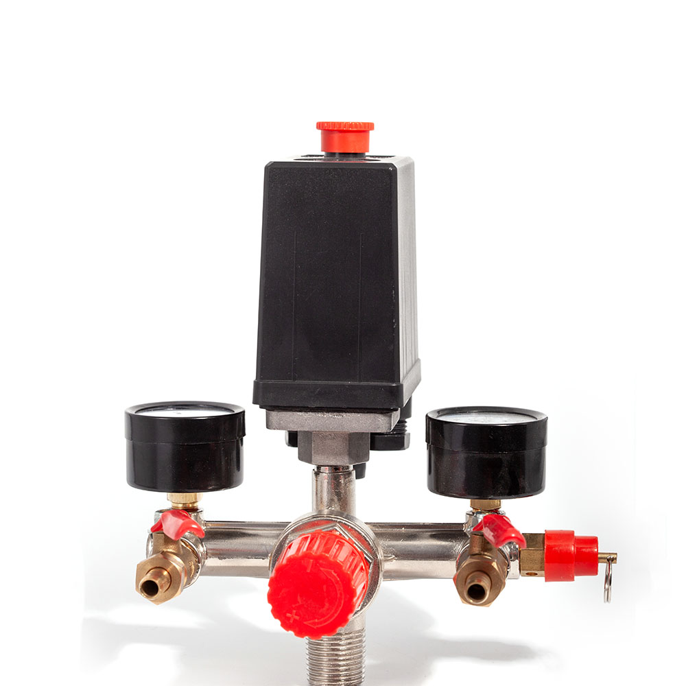 Rele collec F1 Реле давления 200V — 1/4″ F x 1 с редуктором, с манометрами, предохранительным клапаном и 2 краниками — изображение 1