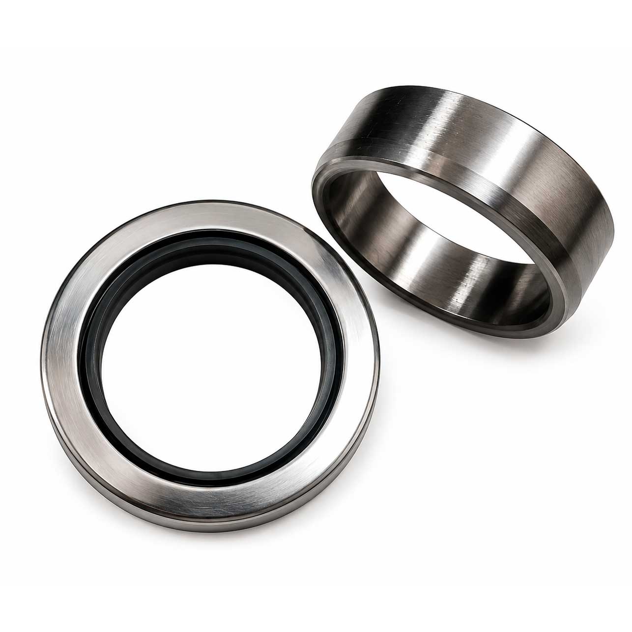 Oil-seal Двугубый PTFE-сальник 65×85×12 мм (тефлон в стальной гильзе) + втулка 55×65×28 мм для винтового компрессора 250929, вращение по часовой стрелке — изображение 1